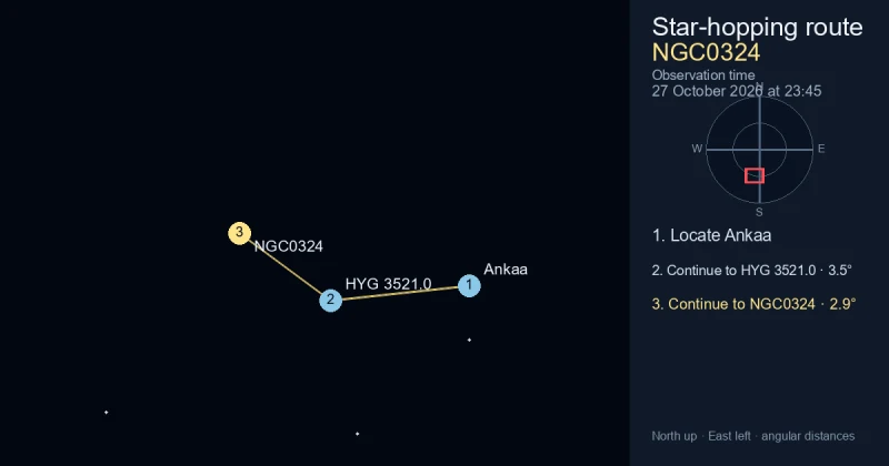 How to find NGC0324 from Ankaa