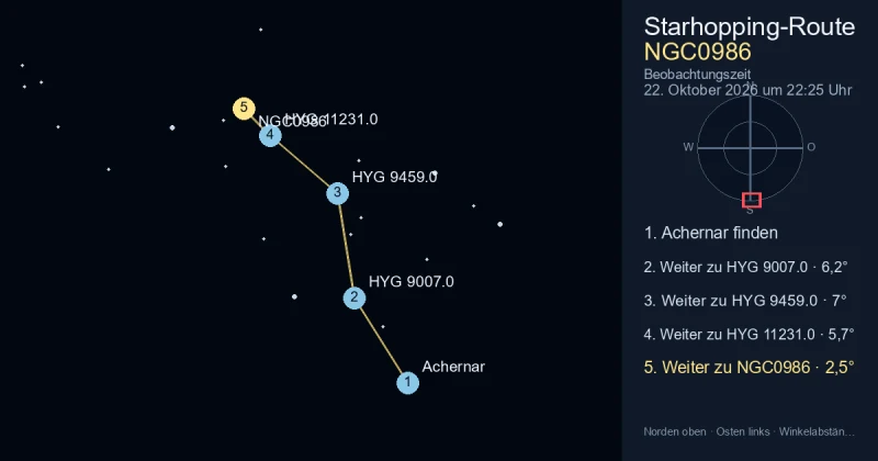 NGC0986 von Achernar aus finden