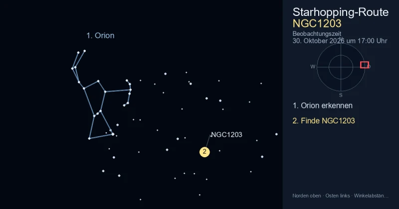 So findest du NGC1203 mithilfe von Orion
