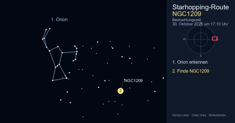So findest du NGC1209 mithilfe von Orion