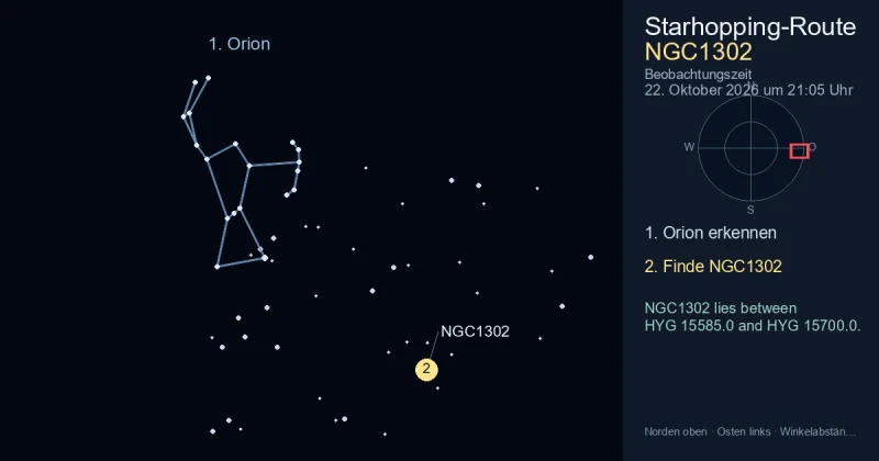 So findest du NGC1302 mithilfe von Orion