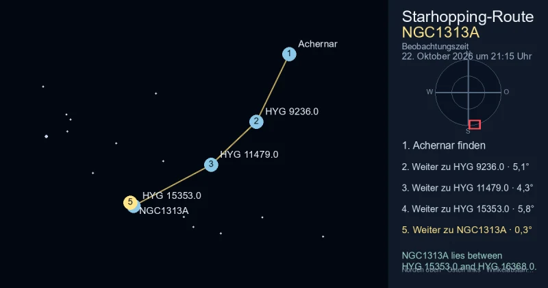 NGC1313A von Achernar aus finden