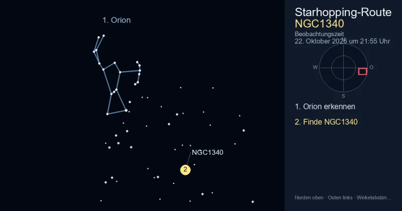 So findest du NGC1340 mithilfe von Orion