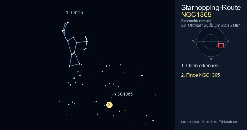 So findest du NGC1365 mithilfe von Orion