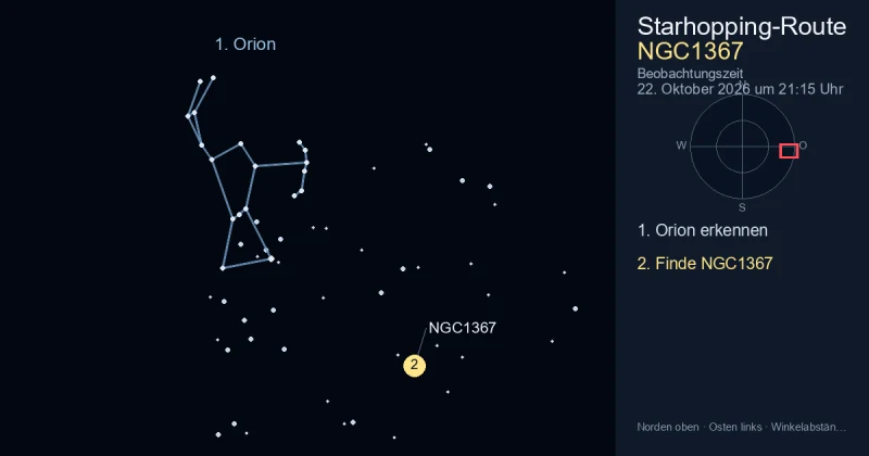 So findest du NGC1367 mithilfe von Orion
