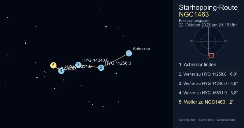 NGC1463 von Achernar aus finden