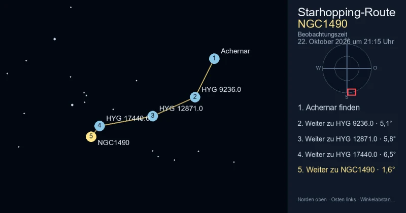 NGC1490 von Achernar aus finden