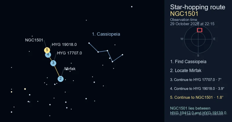 How to find NGC1501 using Cassiopeia