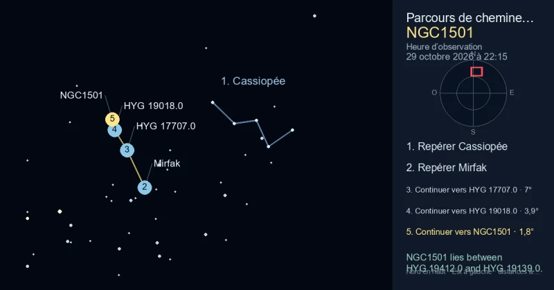Comment trouver NGC1501 avec Cassiopée