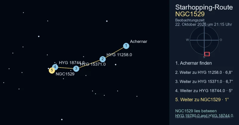 NGC1529 von Achernar aus finden