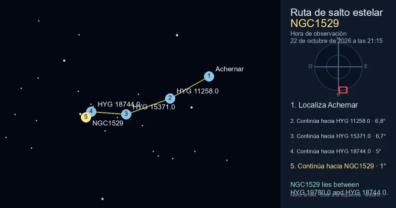 Cómo encontrar NGC1529 desde Achernar