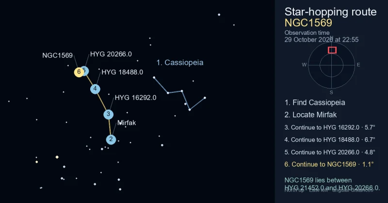 How to find NGC1569 using Cassiopeia