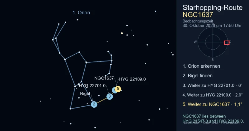 So findest du NGC1637 mithilfe von Orion