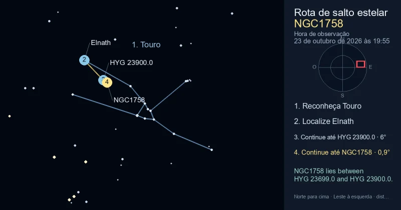Como encontrar NGC1758 usando Touro