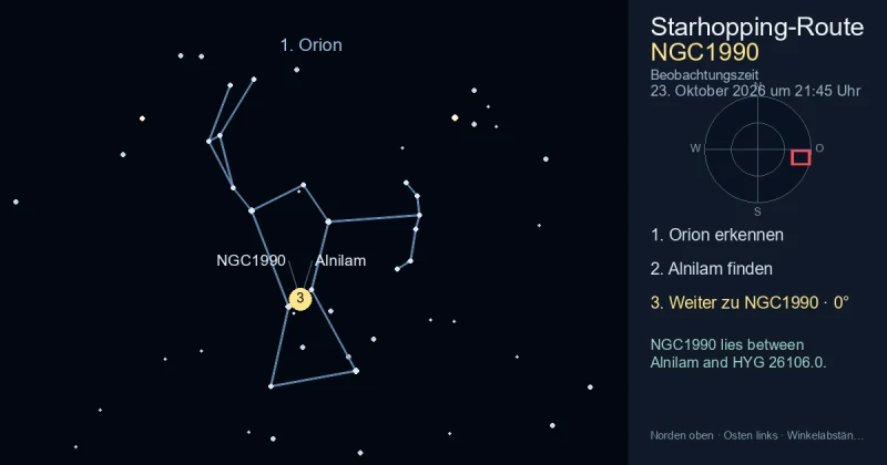 So findest du NGC1990 mithilfe von Orion
