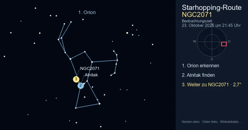 So findest du NGC2071 mithilfe von Orion