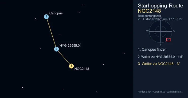 NGC2148 von Canopus aus finden