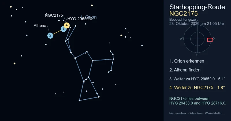 So findest du NGC2175 mithilfe von Orion
