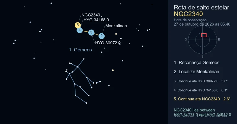 Como encontrar NGC2340 usando Gémeos