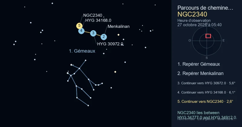 Comment trouver NGC2340 avec Gémeaux