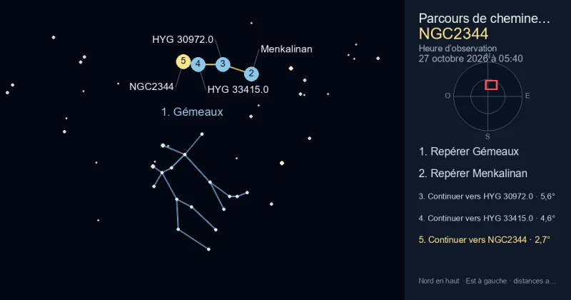 Comment trouver NGC2344 avec Gémeaux