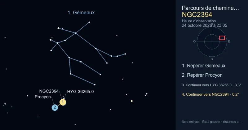 Comment trouver NGC2394 avec Gémeaux