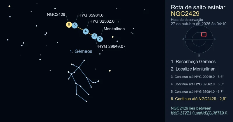 Como encontrar NGC2429 usando Gémeos