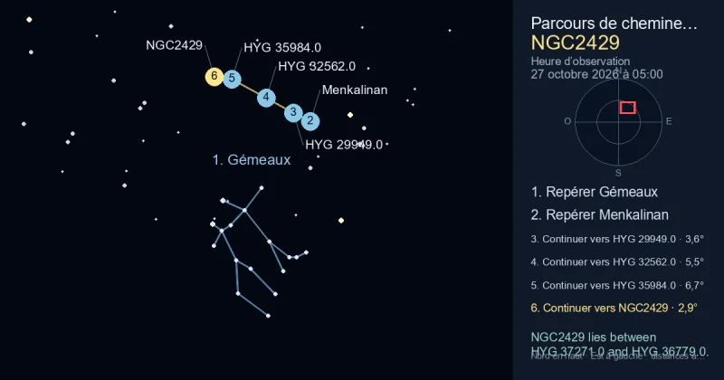 Comment trouver NGC2429 avec Gémeaux