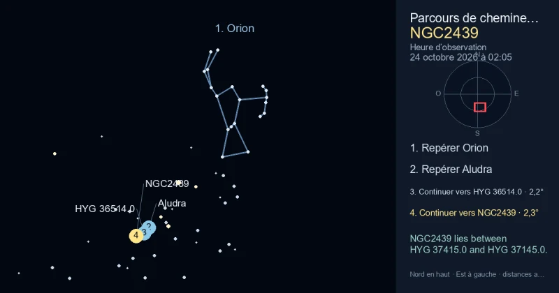 Comment trouver NGC2439 avec Orion