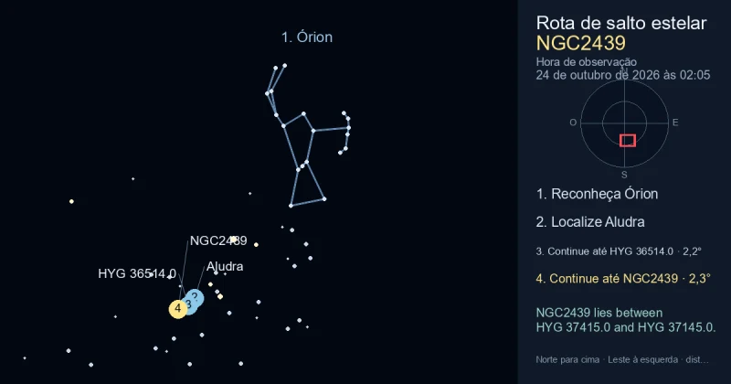 Como encontrar NGC2439 usando Órion