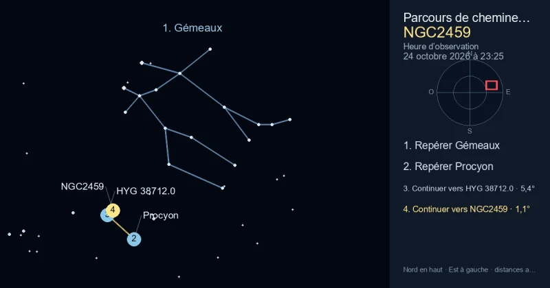 Comment trouver NGC2459 avec Gémeaux