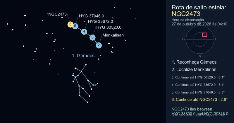 Como encontrar NGC2473 usando Gémeos