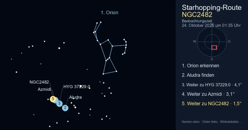 So findest du NGC2482 mithilfe von Orion