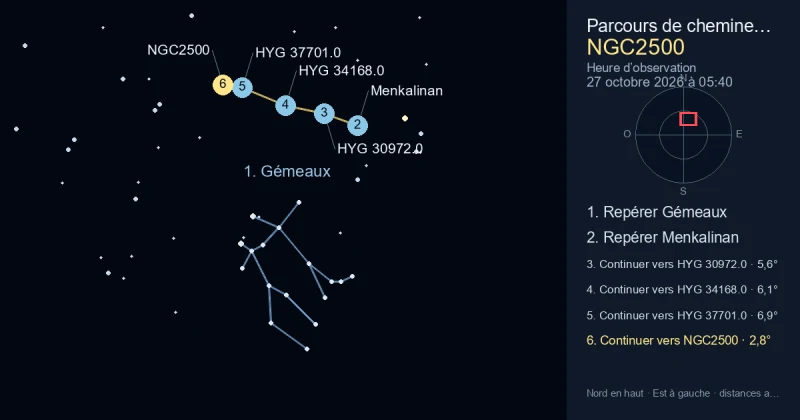 Comment trouver NGC2500 avec Gémeaux