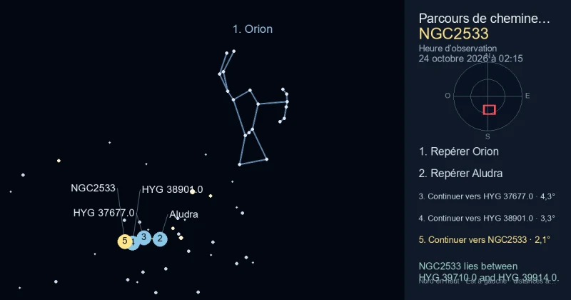 Comment trouver NGC2533 avec Orion