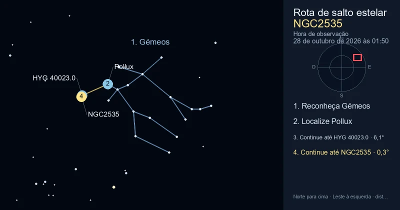 Como encontrar NGC2535 usando Gémeos