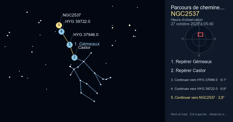 Comment trouver NGC2537 avec Gémeaux