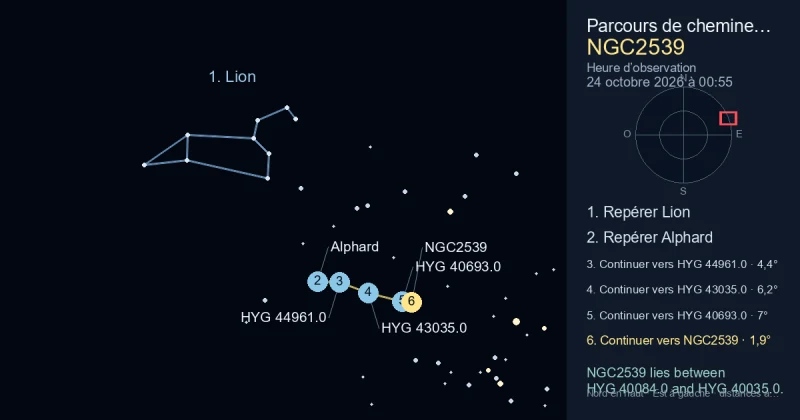 Comment trouver NGC2539 avec Lion