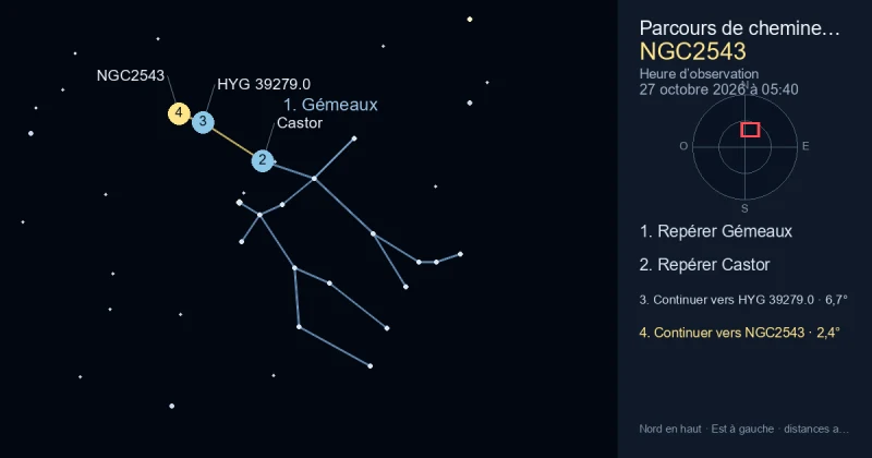 Comment trouver NGC2543 avec Gémeaux