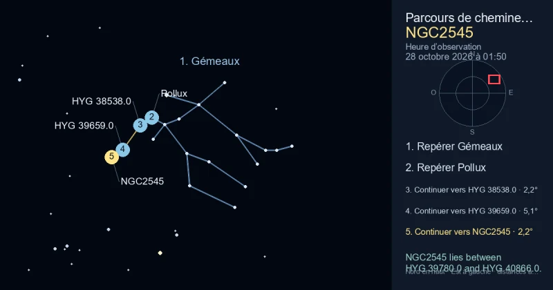 Comment trouver NGC2545 avec Gémeaux