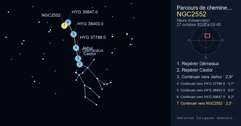 Comment trouver NGC2552 avec Gémeaux