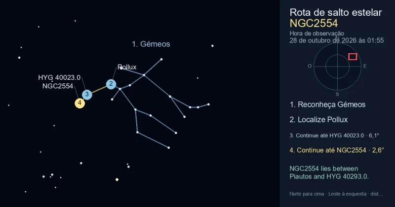 Como encontrar NGC2554 usando Gémeos