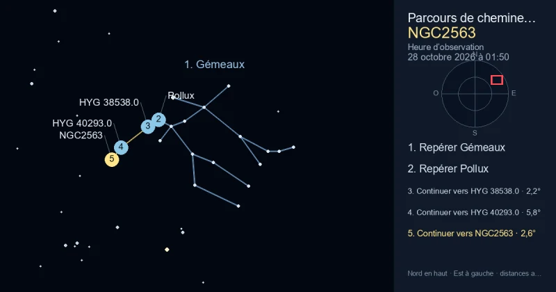 Comment trouver NGC2563 avec Gémeaux