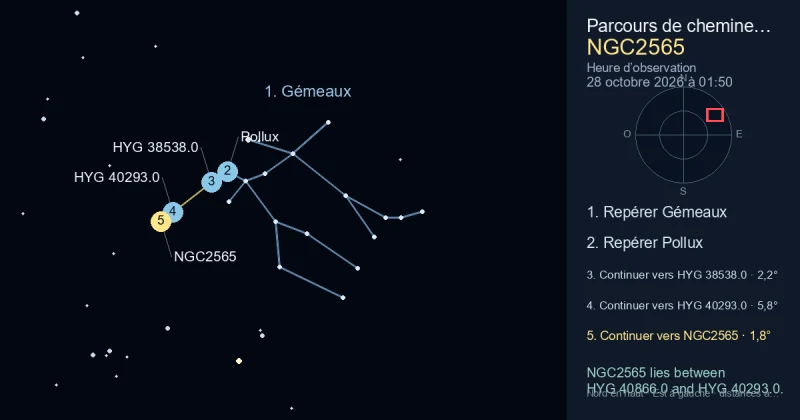 Comment trouver NGC2565 avec Gémeaux