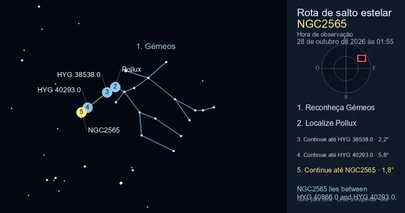 Como encontrar NGC2565 usando Gémeos