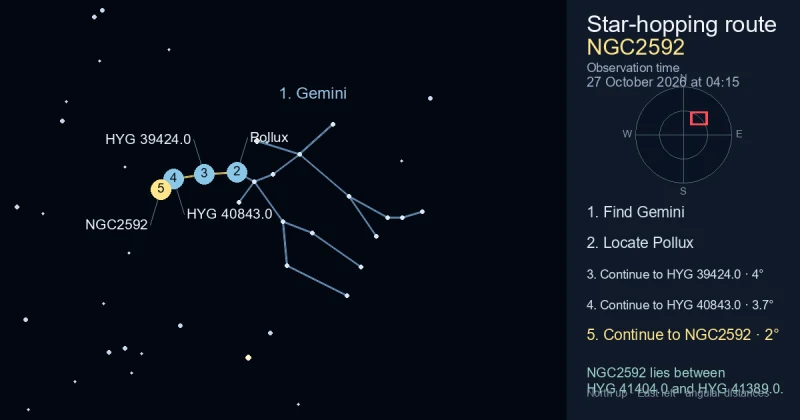 Inverted V Pattern Chart How to find NGC2592 using Gemini — Sky Tonight