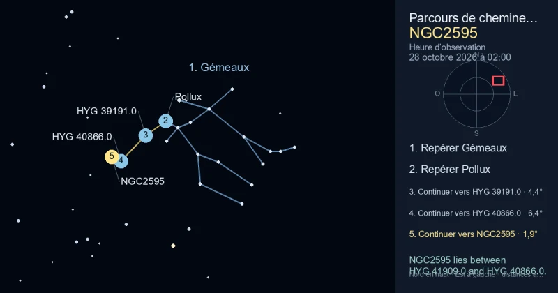 Comment trouver NGC2595 avec Gémeaux