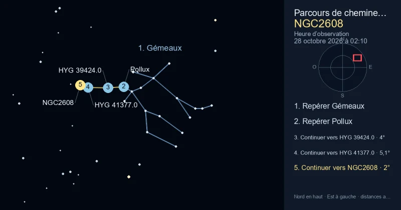 Comment trouver NGC2608 avec Gémeaux