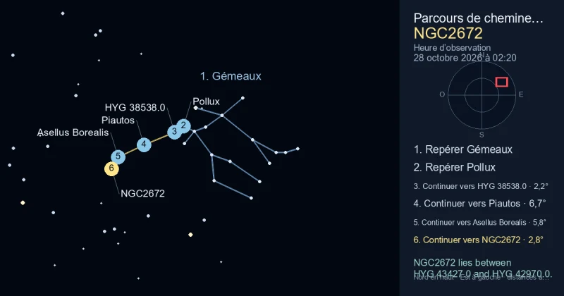 Comment trouver NGC2672 avec Gémeaux
