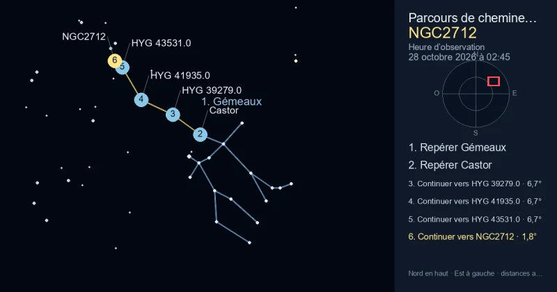 Comment trouver NGC2712 avec Gémeaux